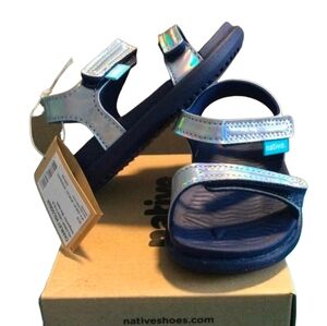 NATIVE Sandals Native Charley Sandals Hologram/Regatta Blue Unisex Kid's Size 5